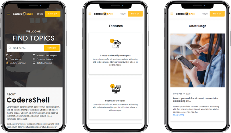 codershell app screens
