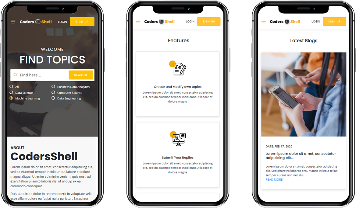 codershell app screens
